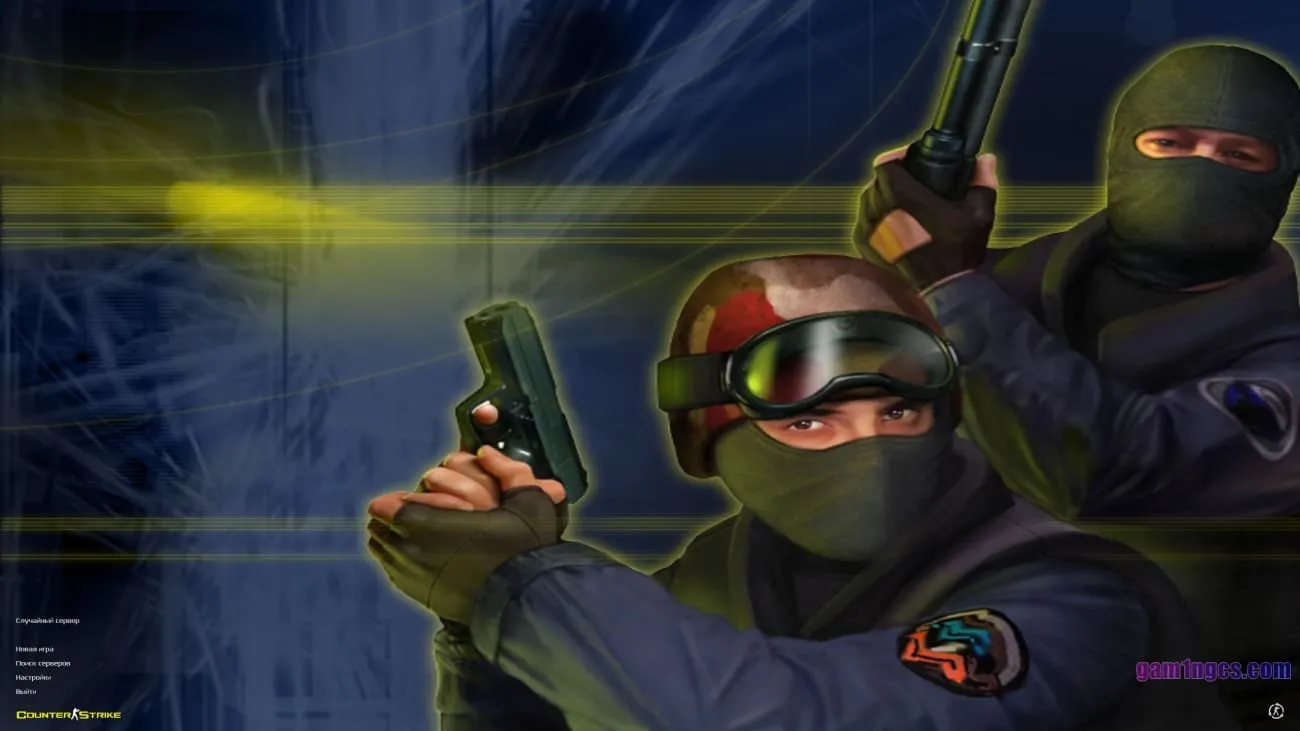 Головний екран запуску Counter-Strike 1.6 з ботами
